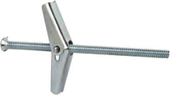 Powers Fasteners - 3/16" Screw, 3/16" Diam, 4" Long, Toggle Bolt Drywall & Hollow Wall Anchor - 1/2" Drill, Zinc Plated, Steel, Grade Zamac 7, Use in Drywall & Wallboard - All Tool & Supply