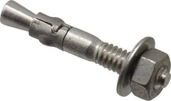 Powers Fasteners - 1/4" Diam, 1/4" Drill, 1-3/4" OAL, 7/8" Min Embedment Wedge Expansion Concrete Anchor - 304 Stainless Steel, Hex Nut Head, Hex Drive, 3/4" Thread Length - All Tool & Supply