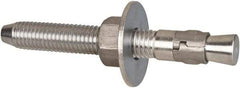 Powers Fasteners - 5/8" Diam, 5/8" Drill, 5" OAL, Wedge Expansion Concrete Anchor - 304 Stainless Steel, Hex Nut Head, Hex Drive, 3-1/2" Thread Length - All Tool & Supply