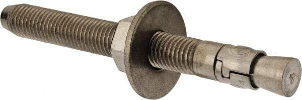 Powers Fasteners - 3/4" Diam, 3/4" Drill, 7" OAL, Wedge Expansion Concrete Anchor - 304 Stainless Steel, Hex Nut Head, Hex Drive, 5-1/8" Thread Length - All Tool & Supply