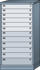 59.25 x 28.25 x 30'' (12 Drawers) - Pre-Engineered Modular Drawer Cabinet Eye-Level (244 Compartments) - All Tool & Supply