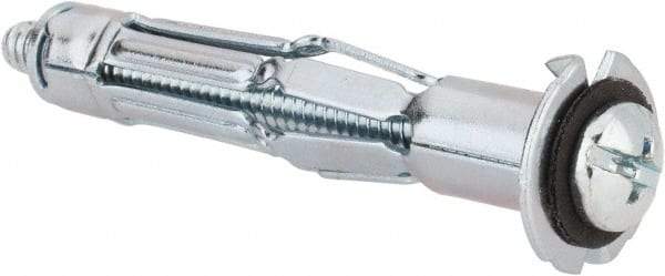 Powers Fasteners - 3/16" Screw, 3/8" Diam, 2" Long, 3/8 to 5/8" Thick, Sleeve Drywall & Hollow Wall Anchor - 3/8" Drill, Zinc Plated, Steel, Grade 5, Use in Concrete, & Masonry, Drywall, Plywood & Wallboard - All Tool & Supply