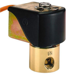 Parker - 1/4" Port, Two Way, Direct Acting, Brass Solenoid Valve - Normally Open, 30 Max PSI, NBR Seal - All Tool & Supply