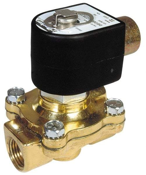 Parker - 3/4" Port, Two Way, Piloted Diaphragm, Brass Solenoid Valve - Normally Closed, 40 Max PSI, NBR Seal - All Tool & Supply