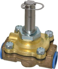 Parker - 3/8" Port, Two Way, Piloted Diaphragm, Brass Solenoid Valve - Normally Closed, 150 Max PSI, NBR Seal - All Tool & Supply