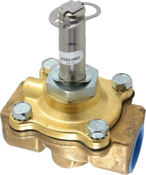 Parker - 3/4" Port, Two Way, Piloted Diaphragm, Brass Solenoid Valve - Normally Closed, 150 Max PSI, NBR Seal - All Tool & Supply