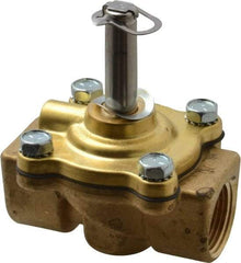 Parker - 3/4" Port, Two Way, Piloted Diaphragm, Brass Solenoid Valve - Normally Closed, 125 Max PSI, NBR Seal - All Tool & Supply