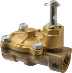 Parker - 3/4" Port, Two Way, Piloted Diaphragm, Brass Solenoid Valve - Normally Closed, 250 Max PSI, NBR Seal - All Tool & Supply