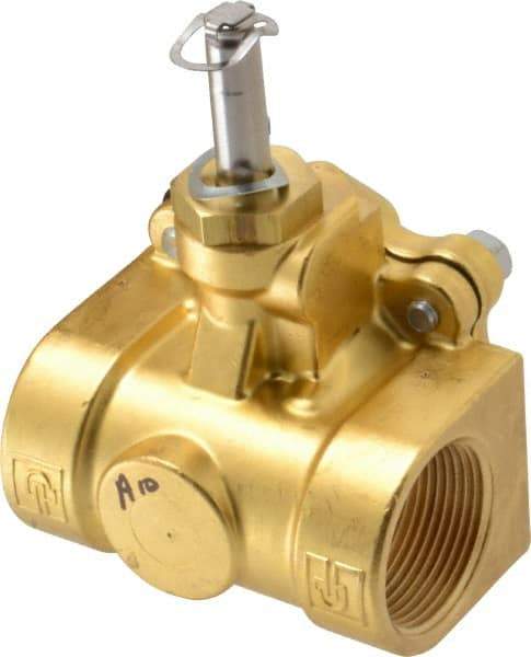 Parker - 1-1/4" Port, Two Way, Piloted Diaphragm, Brass Solenoid Valve - Normally Closed, 150 Max PSI, NBR Seal - All Tool & Supply