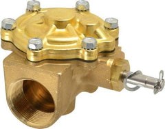 Parker - 1-1/2" Port, Two Way, Piloted Diaphragm, Brass Solenoid Valve - Normally Closed, 150 Max PSI, NBR Seal - All Tool & Supply