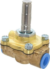 Parker - 3/8" Port, Two Way, Piloted Diaphragm, Brass Solenoid Valve - Normally Open, 150 Max PSI, NBR Seal - All Tool & Supply