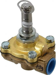 Parker - 1/2" Port, Two Way, Piloted Diaphragm, Brass Solenoid Valve - Normally Open, 150 Max PSI, NBR Seal - All Tool & Supply