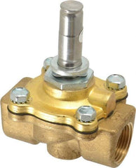 Parker - 3/4" Port, Two Way, Piloted Diaphragm, Brass Solenoid Valve - Normally Open, 150 Max PSI, NBR Seal - All Tool & Supply