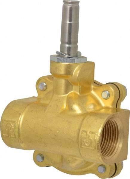 Parker - 1" Port, Two Way, Piloted Diaphragm, Brass Solenoid Valve - Normally Open, 125 Max PSI, NBR Seal - All Tool & Supply