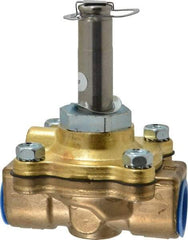 Parker - 1/2" Port, Two Way, Piloted Diaphragm, Brass Solenoid Valve - Normally Closed, 125 Max PSI, NBR Seal - All Tool & Supply