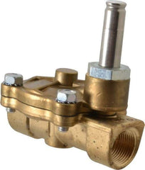 Parker - 3/4" Port, Two Way, Piloted Diaphragm, Brass Solenoid Valve - Normally Closed, 125 Max PSI, NBR Seal - All Tool & Supply