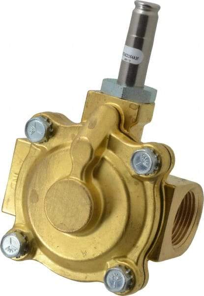 Parker - 1" Port, Two Way, Piloted Diaphragm, Brass Solenoid Valve - Normally Closed, 125 Max PSI, NBR Seal - All Tool & Supply