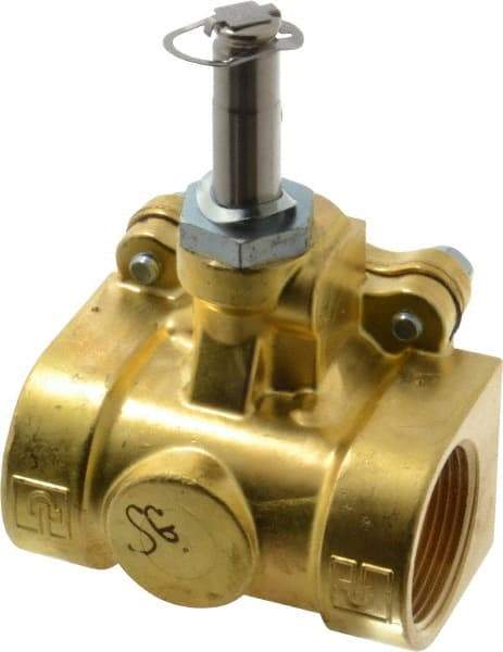 Parker - 1-1/4" Port, Two Way, Piloted Diaphragm, Brass Solenoid Valve - Normally Closed, 125 Max PSI, NBR Seal - All Tool & Supply