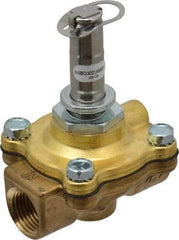 Parker - 1/2" Port, Two Way, Piloted Diaphragm, Brass Solenoid Valve - Normally Open, 125 Max PSI, NBR Seal - All Tool & Supply