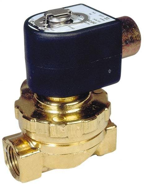 Parker - 3/4" Port, Two Way, Piloted Diaphragm, Brass Solenoid Valve - Normally Closed, 50 Max PSI, EPDM Seal - All Tool & Supply