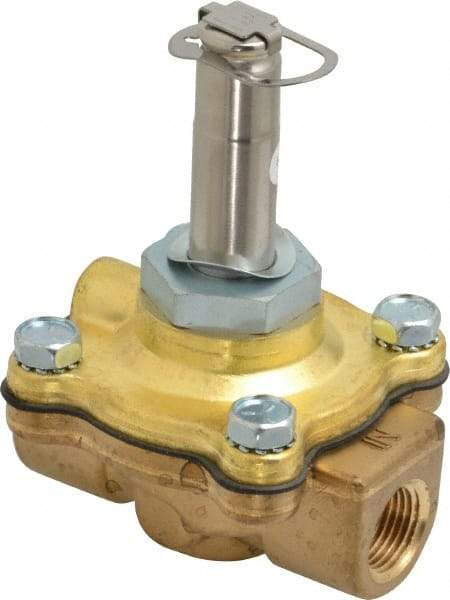 Parker - 3/8" Port, Two Way, Piloted Diaphragm, Brass Solenoid Valve - Normally Closed, 50 Max PSI, EPDM Seal - All Tool & Supply