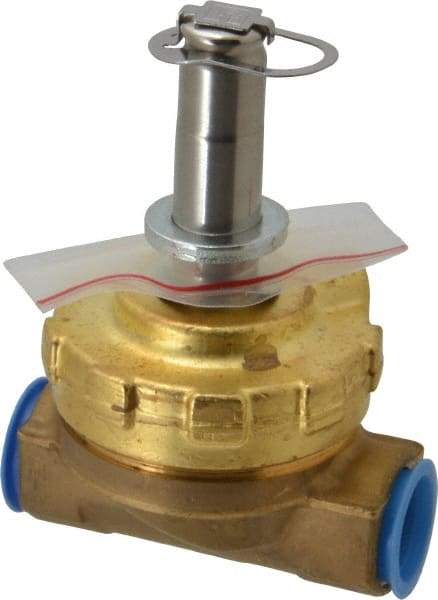 Parker - 1/2" Port, Two Way, Piloted Diaphragm, Brass Solenoid Valve - Normally Closed, 125 Max PSI, PTFE Seal - All Tool & Supply