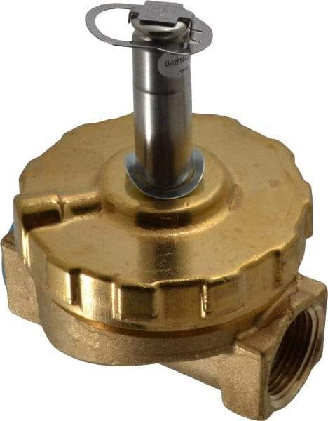 Parker - 3/4" Port, Two Way, Piloted Diaphragm, Brass Solenoid Valve - Normally Closed, 125 Max PSI, PTFE Seal - All Tool & Supply