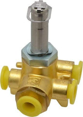 Parker - 1/4" Port, Four Way, Two Position, Brass Solenoid Valve - Single Solenoid, 150 Max PSI, NBR Seal - All Tool & Supply