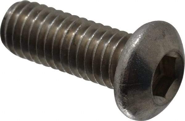 Value Collection - M6x1.00 Metric Coarse Hex Socket Drive, Button Screw - Grade 18-8 Stainless Steel, Fully Threaded, 16mm Length Under Head - All Tool & Supply