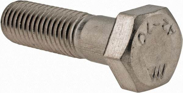 Value Collection - M12x1.75mm Metric Coarse, 45mm Length Under Head Hex Head Cap Screw - Partially Threaded, Grade 18-8 & Austenitic A2 Stainless Steel, 19mm Hex - All Tool & Supply