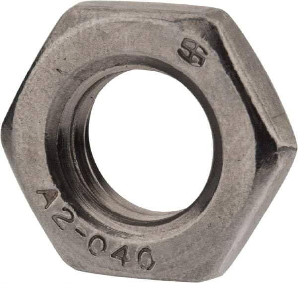 Value Collection - M12x1.75 Metric Coarse Stainless Steel Right Hand Hex Jam Nut - 19mm Across Flats, 6mm High, Uncoated - All Tool & Supply