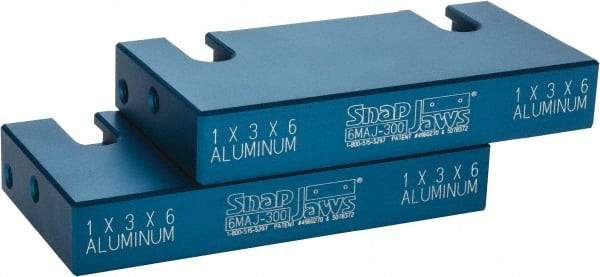 Snap Jaws - 6" Wide x 3" High x 1" Thick, Flat/No Step Vise Jaw - Soft, Aluminum, Fixed Jaw, Compatible with 6" Vises - All Tool & Supply