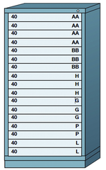 59.25 x 28.25 x 30'' (17 Drawers) - Pre-Engineered Modular Drawer Cabinet Eye-Level (591 Compartments) - All Tool & Supply
