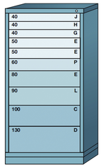 59.25 x 28.25 x 30'' (10 Drawers) - Pre-Engineered Modular Drawer Cabinet Eye-Level (210 Compartments) - All Tool & Supply