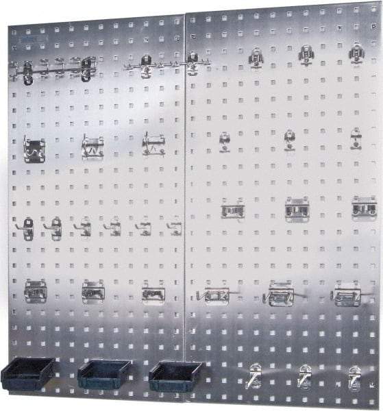 Triton - 18" Wide x 36" High Peg Board Kit - 2 Panels, 32 Hooks, Stainless Steel, Silver - All Tool & Supply