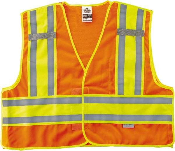 Ergodyne - Size L/XL High Visibility Orange Mesh/Solid Public Safety Vest - 44 to 52" Chest, ANSI/ISEA 107, Hook & Loop Closure, 1 Pocket, Polyester - All Tool & Supply