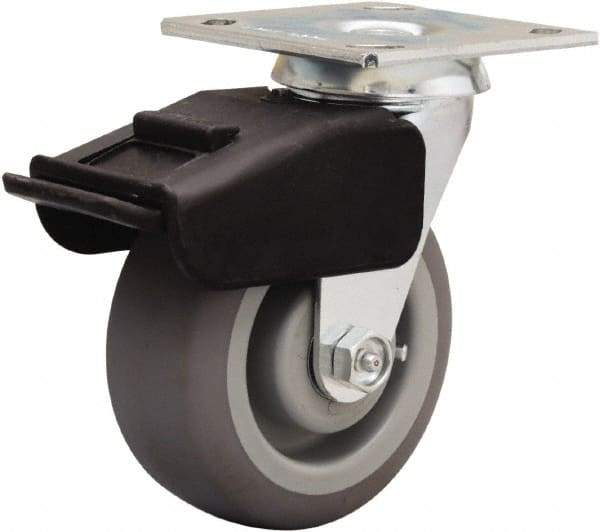 Hamilton - 5" Diam x 2" Wide x 6-1/2" OAH Top Plate Mount Swivel Caster - Rubber Mold on Polyolefin, 350 Lb Capacity, Straight Roller Bearing, 4 x 4-1/2" Plate - All Tool & Supply