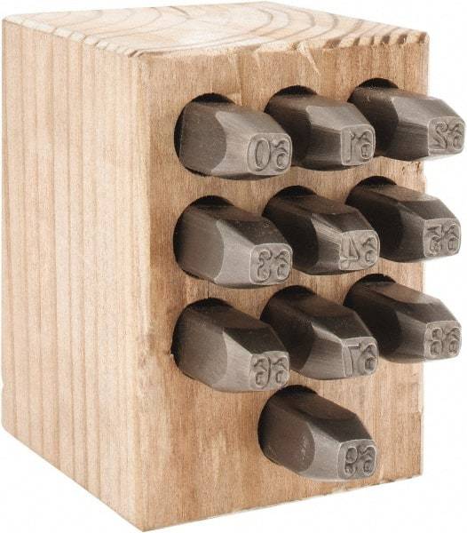 C.H. Hanson - 10 Piece, 1/4" Character Steel Stamp Set - Double Digit Figures, Double Digits - All Tool & Supply