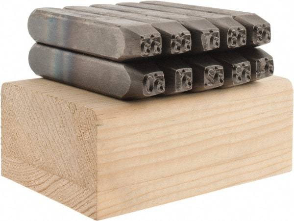 C.H. Hanson - 10 Piece, 1/4" Character Steel Stamp Set - Double Digit Figures, Double Digits - All Tool & Supply