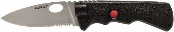 Coast Cutlery - 3-3/4" Blade, 8-1/2" OAL, Liner Lock Folding Knife - 4-3/4" Closed Length, Plastic - All Tool & Supply