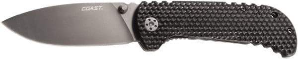 Coast Cutlery - 3-1/2" Blade, 8" OAL, Drop Point Folding Knife - 4-1/2" Closed Length, G-10 - All Tool & Supply