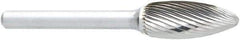 OSG - 5/8" Cut Diam, 1/4" Shank Diam, Flame Head Fluted Cut Burr - Carbide, Radius End, 1-7/16" LOC, 2" OAL - All Tool & Supply