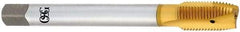 OSG - 7/8-9 UNC, 3 Flute, TiN Finish, Vanadium High Speed Steel Spiral Point Tap - Plug Chamfer, Right Hand Thread, 2-7/32" Thread Length, 0.697" Shank Diam, 2B Class of Fit, Series 260 - Exact Industrial Supply