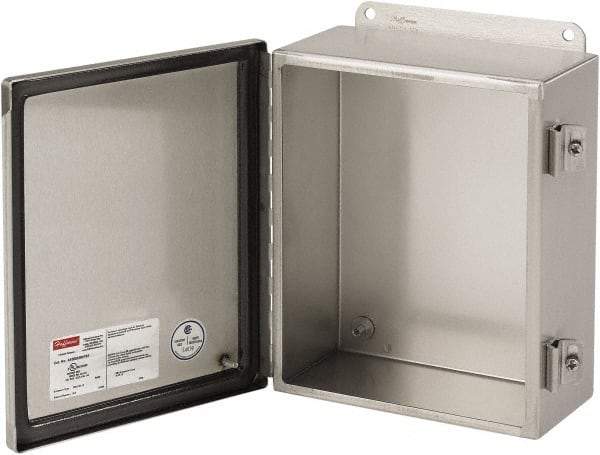 nVent Hoffman - Stainless Steel Junction Box Enclosure Hinge Flat Cover - NEMA 4, 12, 13, 4X, 6" Wide x 8" High x 4" Deep - All Tool & Supply