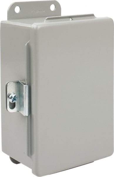 nVent Hoffman - Steel Junction Box Enclosure Hinge Flat Cover - NEMA 12, 13, 4" Wide x 6" High x 3" Deep - All Tool & Supply