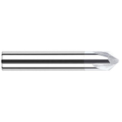 Chamfer Mill: 3 Flutes, Solid Carbide 2″ OAL, 3/16″ Shank Dia, TiB2 Coated