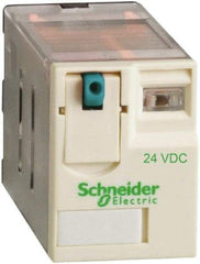 Square D - 8 Pins, Ice Cube Electromechanical Plug-in General Purpose Relay - 15 Amp at 277 V, DPDT, 24 VDC, 21mm Wide x 39mm High x 27mm Deep - All Tool & Supply