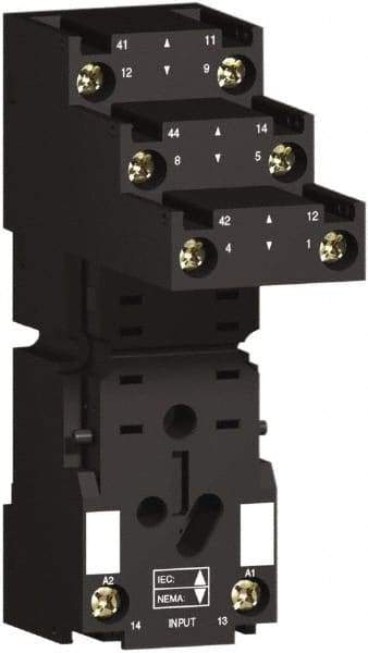 Square D - 8 Pins, 250 Volt, 5 and 12 Amp, DPDT, Ice Cube Relay Socket - DIN Rail Mount, Screw Panel Mount, Screw Terminal - All Tool & Supply