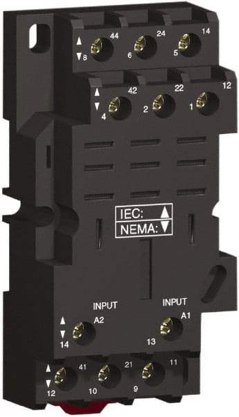 Square D - 11 Pins, 250 Volt, 16 Amp, 3PDT, Ice Cube Relay Socket - DIN Rail Mount, Screw Panel Mount, Screw Clamp Terminal - All Tool & Supply