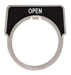 Square D - Half Round, Aluminum Legend Plate - Open - Black Background, White Letters, 1.18 Inch Hole Diameter - All Tool & Supply